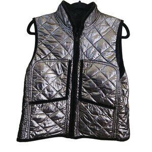 Lauren Ralph Lauren RAD Silver Quilted To Black Reversible Shooting Vest Size L